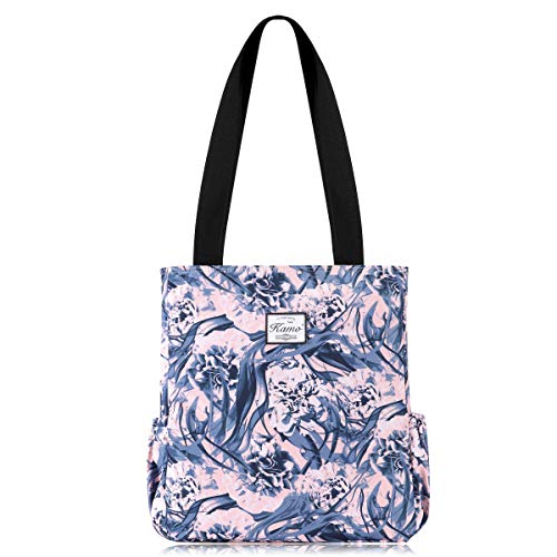 Image of KAMO Floral Tote Bag - Waterproof Lightweight Handbags Travel Shoulder Bag for Hiking Yoga Gym Swimming Travel Beach
