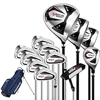 PGM Komplettes Golfschläger-Set für Herren, 12-teilig, 3 Holz (#1,3,5), 1 Hybrid (#4H), 6 Eisen (#5,6,7,8,9,PW), 1 Sandkeil (55°), 1 Putter – Golftasche