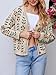 Saodimallsu Womens Floral Print V Neck Cardigan Open Front Button Down Knit Sweater Long Sleeve Loose Fashion Tops Off-White
