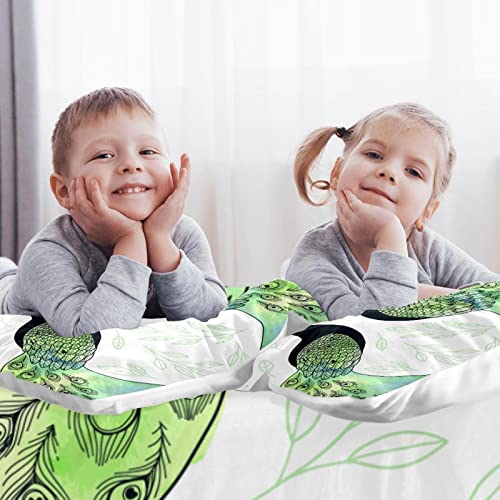 Housse de couette paon et taies d'oreiller, parure de lit cosy