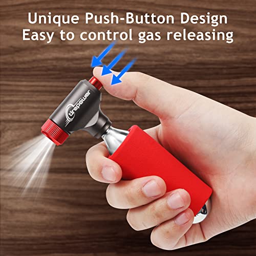 Ctrepower CO2 Bike Tire Inflator – Quick Push-Button Release, Fits Presta & Schrader Valves, Durable Aluminum Alloy CO2 Pump (Cartridges Not Included) (Gunmetal Grey-red) by Ctrepower - Used condition - Image 8