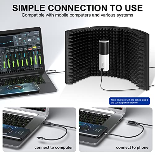Aokeo USB Condenser Microphone, 192kHZ/24bit Professional PC Streaming Podcast