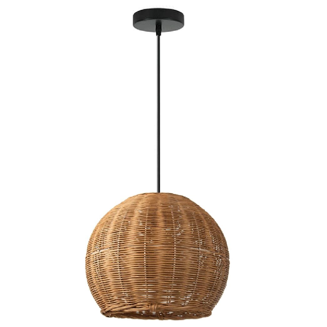 CWVYKNP Modern Farmhouse Pendant Lamp Shade for Kitchen Or Living Room Coastal Globe Rattan Light Fixture Chandelier for Dining Room Bar Hallway Beach