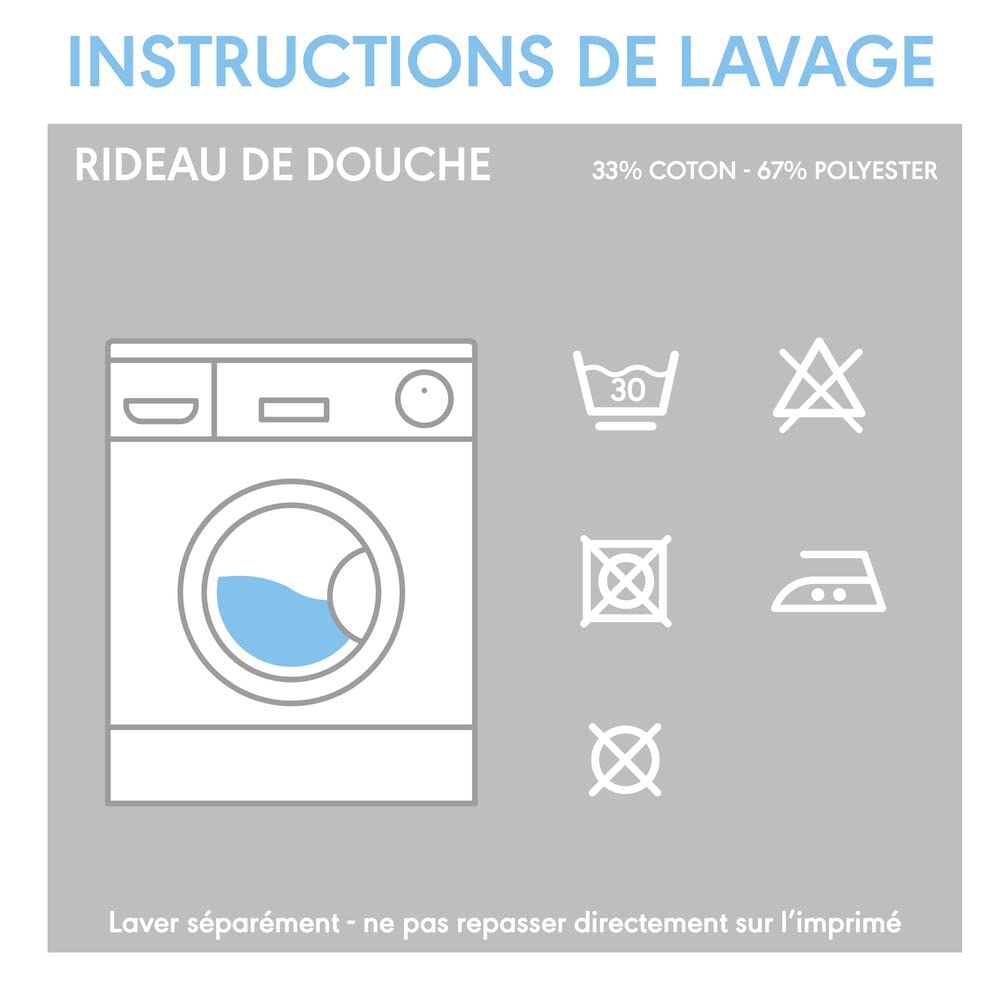 Sealskin Double, Rideau de douche, Polyester/Coton, 180x200 cm, Gris