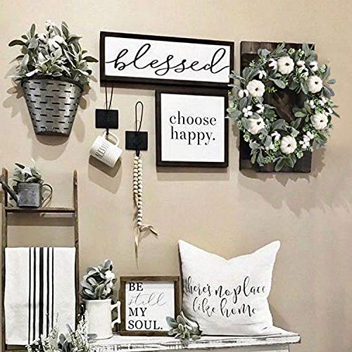 WANNA-CUL 24 inch Farmhouse Fall Wreath Decoration for Front Door with White Pumpkin, Lamb's Ear and Eucalyptus Leaves, Harvest Door Wreath for Autumn or Thanksgiving Decor - Image 3