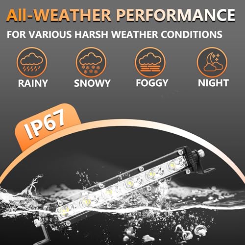 Image of Slim LED Light Bar Pods 7 Inch 6000lm Flood Beam 12V 24V 36V 48V Off-Roading Auxiliary Driving Fog Lights Pickup ATV UTV Car RV Rack White Beam 7Inch Off Road Lightbar 2 Pack