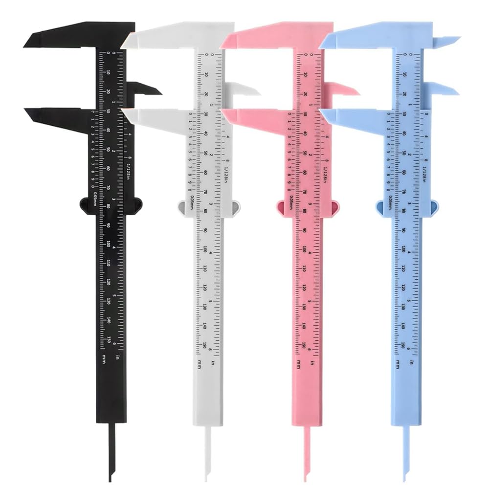 4 Pcs Calibre Vernier de Plástico 150mm para Medir Interior, pie de rey, Exterior, Profundidad ect, Medición Regla para Estudiantes Mini Regla De Medición