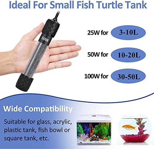 U-picks Aquarium Heater 50W Submersible Fish Tank Heater 75L Aquarium Betta Heater Small Aquarium with Suction Cups Thermostat Heater for Freshwater & Saltwater - Image 4