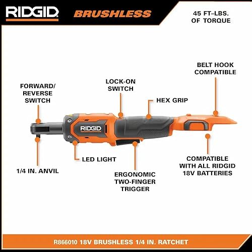 Miniatura 2 de Pacroban Trinquete inalámbrico sin escobillas de 14 pulgadas de 18 V (solo herramienta)