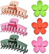 Hair Claw Clips 6PCS Flower Hair Clips – Big Cute Claw Clips For Women Thin Hair, Large Claw Clip...