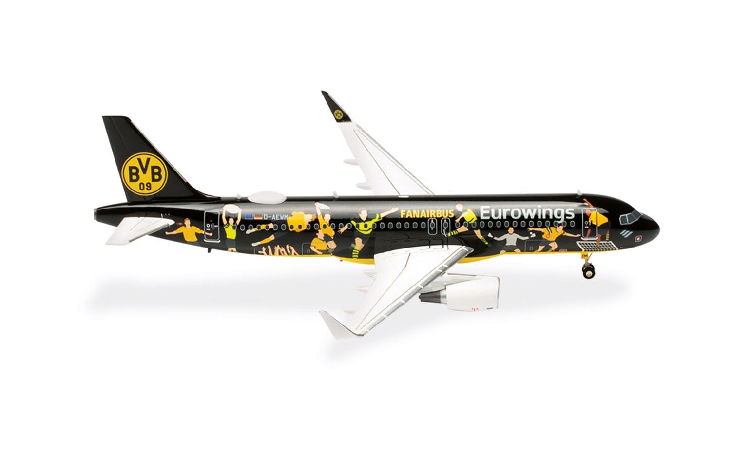 Herpa Modellflugzeug Eurowings A320 BVB Fanairbus - Maßstab 1:200 Sammlerstück