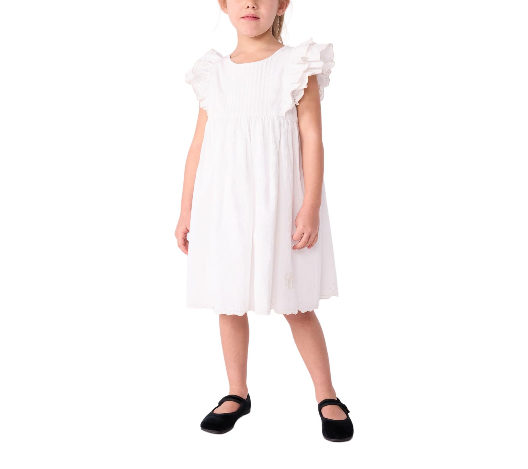 Petit Bateau Abito Bambino in Cotone Manica Corta Tinta Unita, Schiuma, 4 Anni