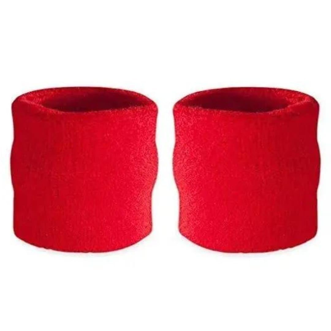 Natani Traders Sports Wristbands for Gym, Red, 3 Inch, Cotton Nylon Spandex Blend, Moisture Wicking (Pack of 1 Pair, Red)-image-8