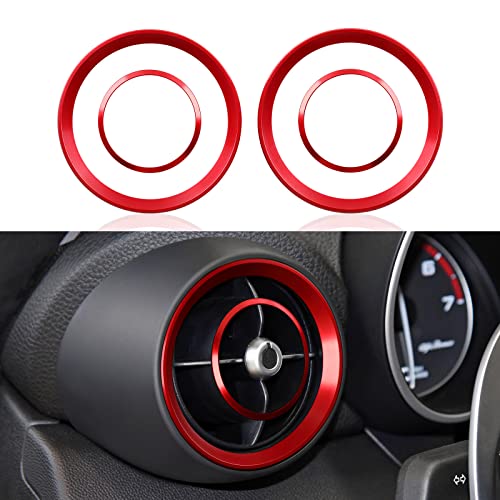 Image of 4PCS Car Air Vent Frame Trim AC Sticker Decals Aluminum Alloy Compatible with Alfa Romeo Giulia 952 Stelvio 949 2016-2026 Accessories (Front)