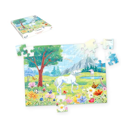 Image of Unicorns and Meadows Jigsaw Puzzle | 48 Pieces | Ages 4, 5, 6, 7 Years | Premium Montessori Toy & Quiet Time Activity | Birthday Gift or Return Gift for Kids