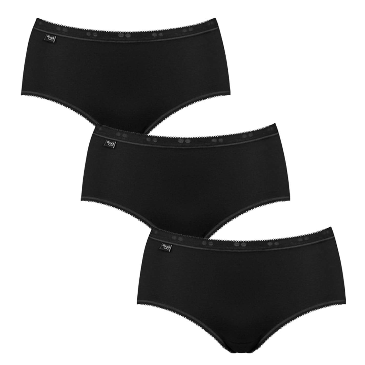 Sloggi Women's Basic+ Midi 3 Pack Brief, Black, 14 UK