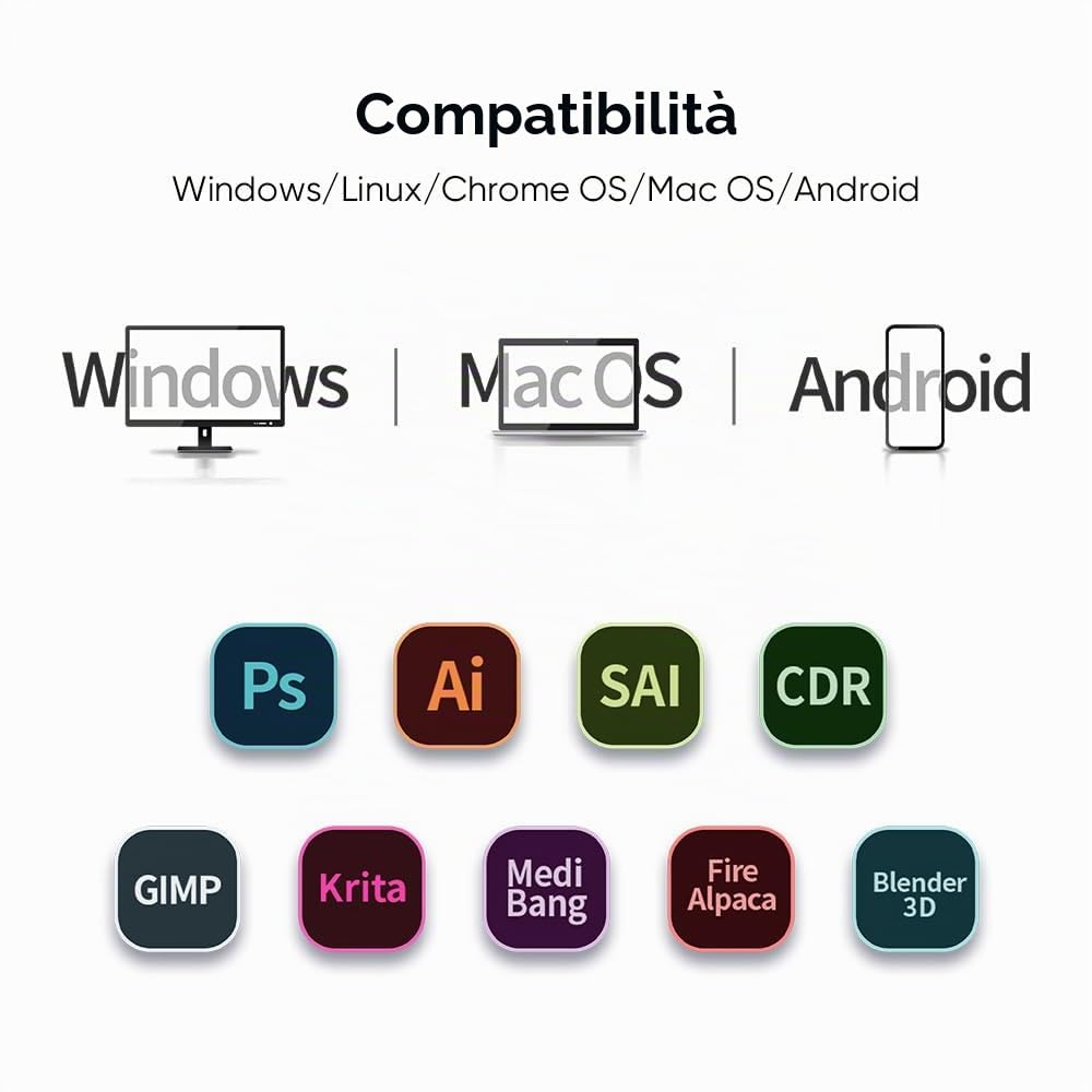 XP-PEN DECO01V3 - Tavoletta Grafica, 10 x 6 pollici, penna passiva 16384 livelli, con inclinazione e 8 scorciatoie - Compatibile con Windows/Mac OS/ChromeBook/Android/Linux