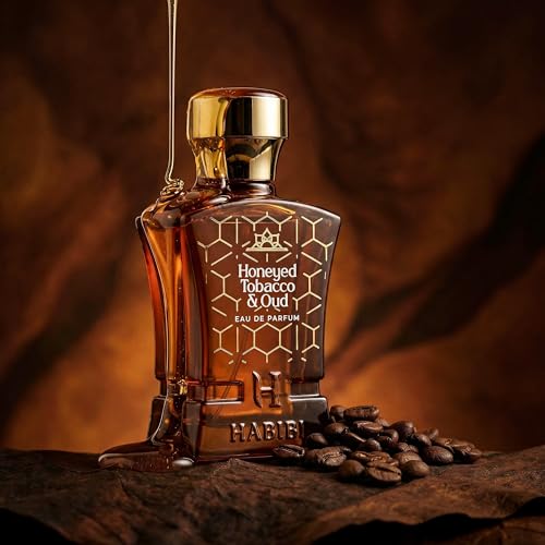 Image of H HABIBI Honeyed Tobacco & Oud Perfume for Men Eau de Parfum 75 ml | Made in USA. Long lasting Arabian cologne with honeyed tobacco, oud, amber and woody notes for men.