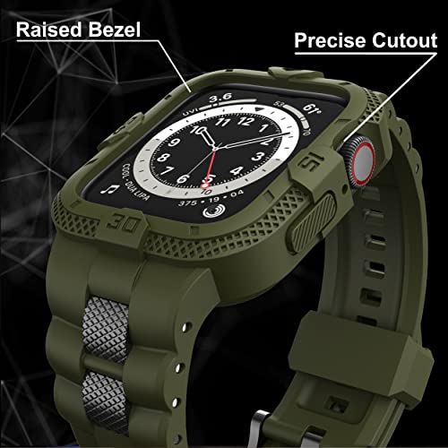 GELISHI Bands Compatible for Apple Watch Band 45mm 44mm 42mm, Men Sport Rugged Band with Protective Case for Watch Series 9 8 7/Series 6 SE 5 4 3, Army Green by GELISHI - Image 3