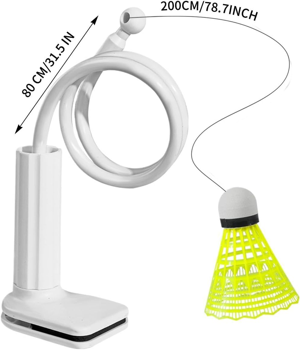 Badminton Training Device Sports Practice Equipment | Clip Type Rebound Badminton Self Practice at Home for Adults Beginner Kids Indoor Outdoor Playroom Gym Window Shelf