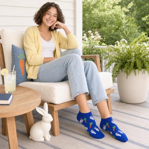 Image of KONY Women's Cotton Ankle Socks, Fun Novelty Patterns, 5 Pairs