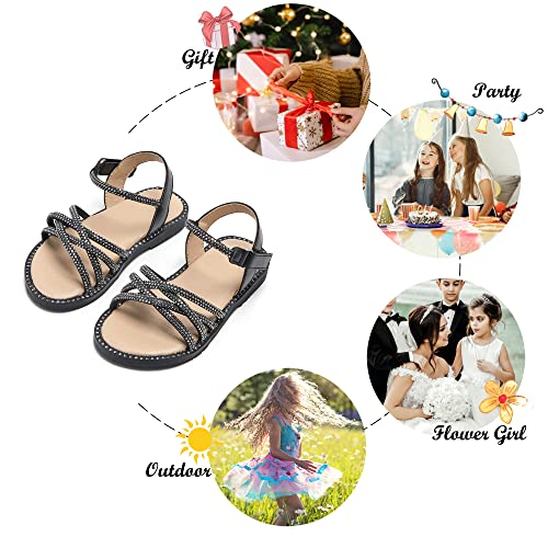 Image of Felix & Flora Toddler Girl Sandals -Flower Girl Dress Shoes Open Toe Little Kid Flats