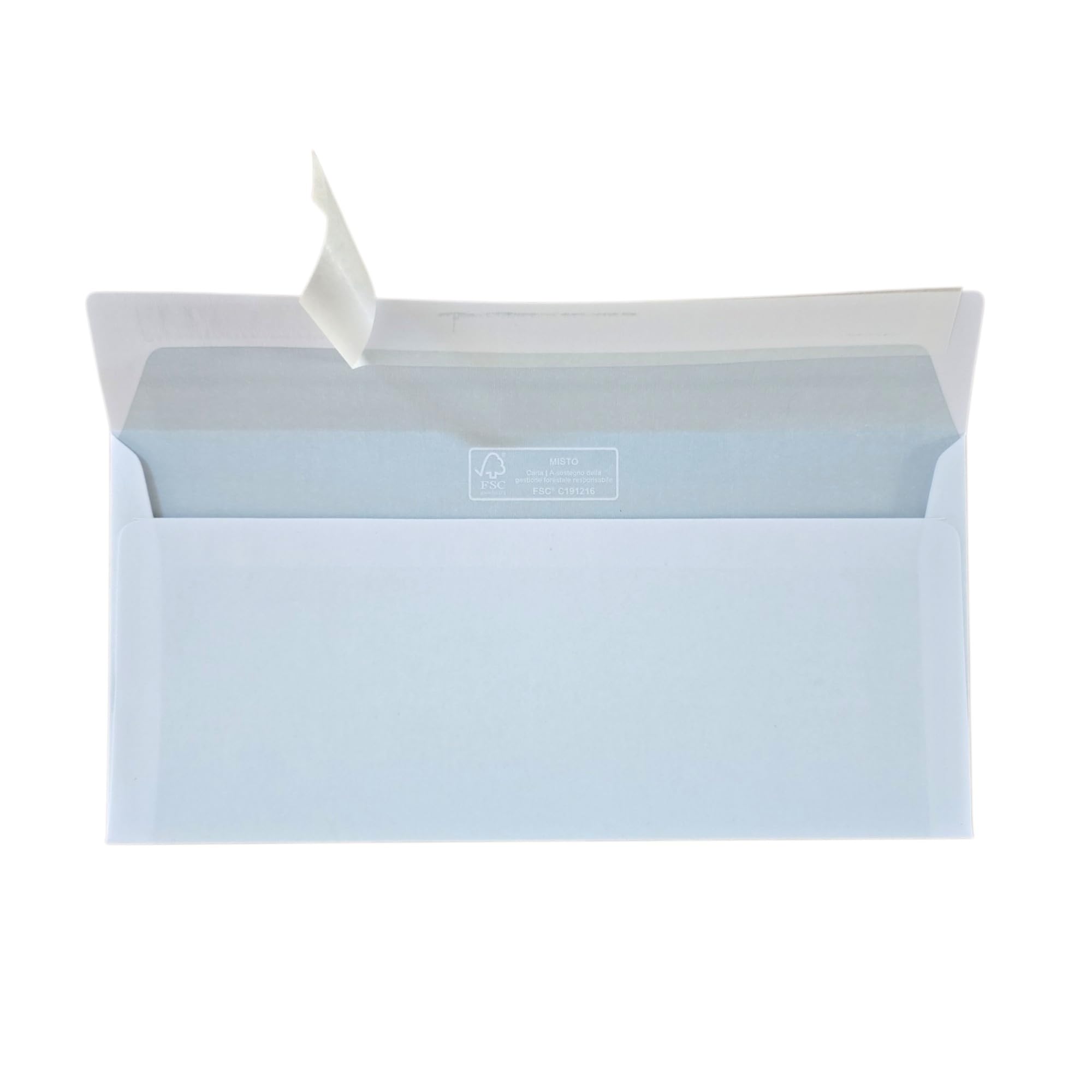 100 Buste DL Con Finestra, Autosigillanti, Carta 100 G/m², 110x220 Mm, Per Ufficio E Casa