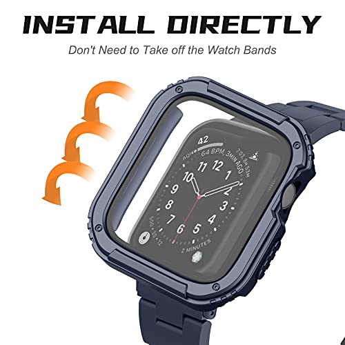 Adepoy 2 Pack Rugged Case Compatible For Apple Watch 42Mm Series 3/2/1 With Tempered Glass Screen Protector, Military All Around Hard Tpu Protective Cover Case Shockproof Bumper For Iwatch Men 42Mm #TOP3