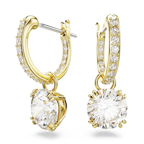 Swarovski Stilla Drop-Ohrhänger, Rundschliff, Weiß, Goldlegierungsschicht