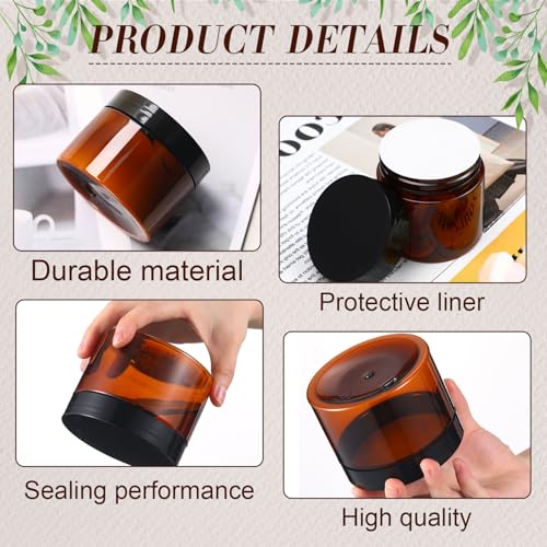 Image of Tanlade 100 Pcs 8 /4 /2 oz Amber Plastic Cosmetic Jars with Lids Empty Leak Proof Container Refillable Cosmetic Jars Airtight for Cream, Lotion, Powder, Ointment, Beauty Products Travel Storage (Round)