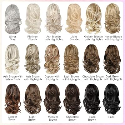 Ponytail Extension - 14 Claw Clip in Ponytail Hair Extensions Natural Soft Synthetic Layered Wavy Pony Tail Hair Pieces for Women - Ash Blonde with Highlights