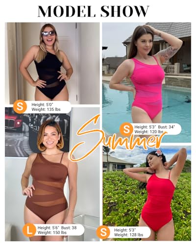 Image of Tempt Me Women One Piece Swimsuit - One Shoulder Bathing Suits Sexy Cutout Mesh Swimwear