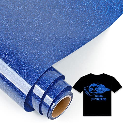 IModeur 5 Ft vinilo textil Purpurina azul oscuro - 30,5 x 153 cm vinilo Purpurina para Cricut Maker, Silhouette Cameo, vinilo textil termoadhesivo para ropa, gorras, pantalones, otros tejidos