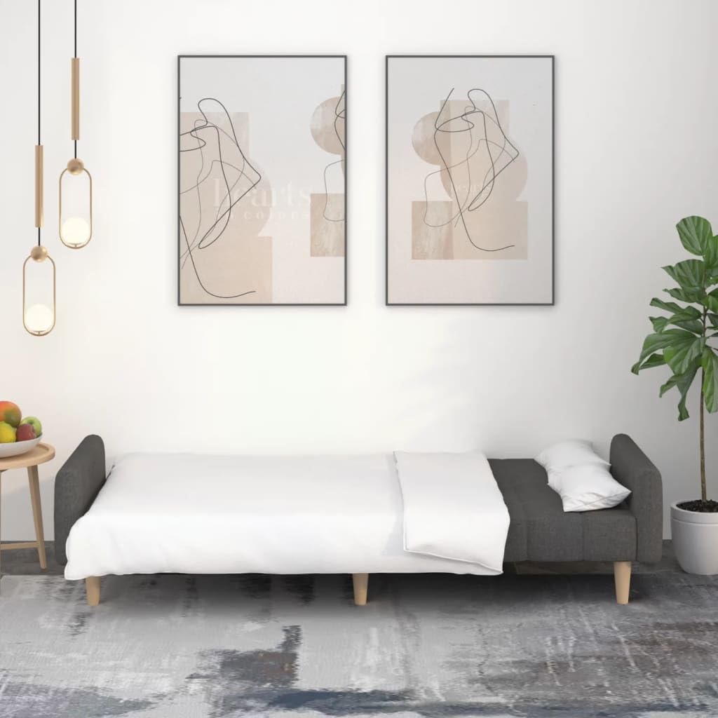 Schlafsofa 2-Sitzer, Dunkelgrau Stoff, Verstellbare Rückenlehne, Platzsparendes Design für Wohnzimmer, Gästezimmer, 220x84.5x69 cm