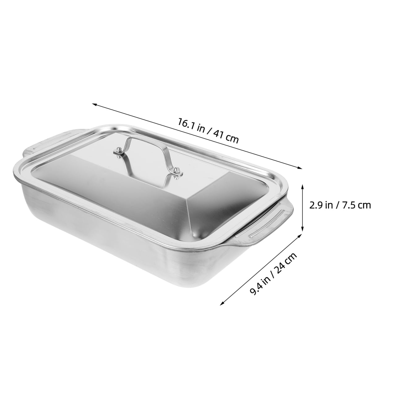 Dimeoni inless - Teglia da forno in acciaio con coperchio, profonda 41 x 24 x 7,5 cm, per pesce, carne e vetables, perfetta per forno e grill, e pentole versatili