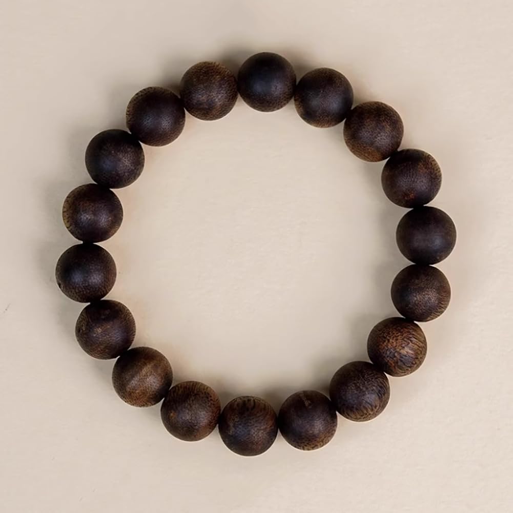 Pulsera de Madera de agar, Cuentas budistas, Cuentas de oración Naturales, Rica en Contenido de Resina, Aroma en Capas,12mm x 17 Beads