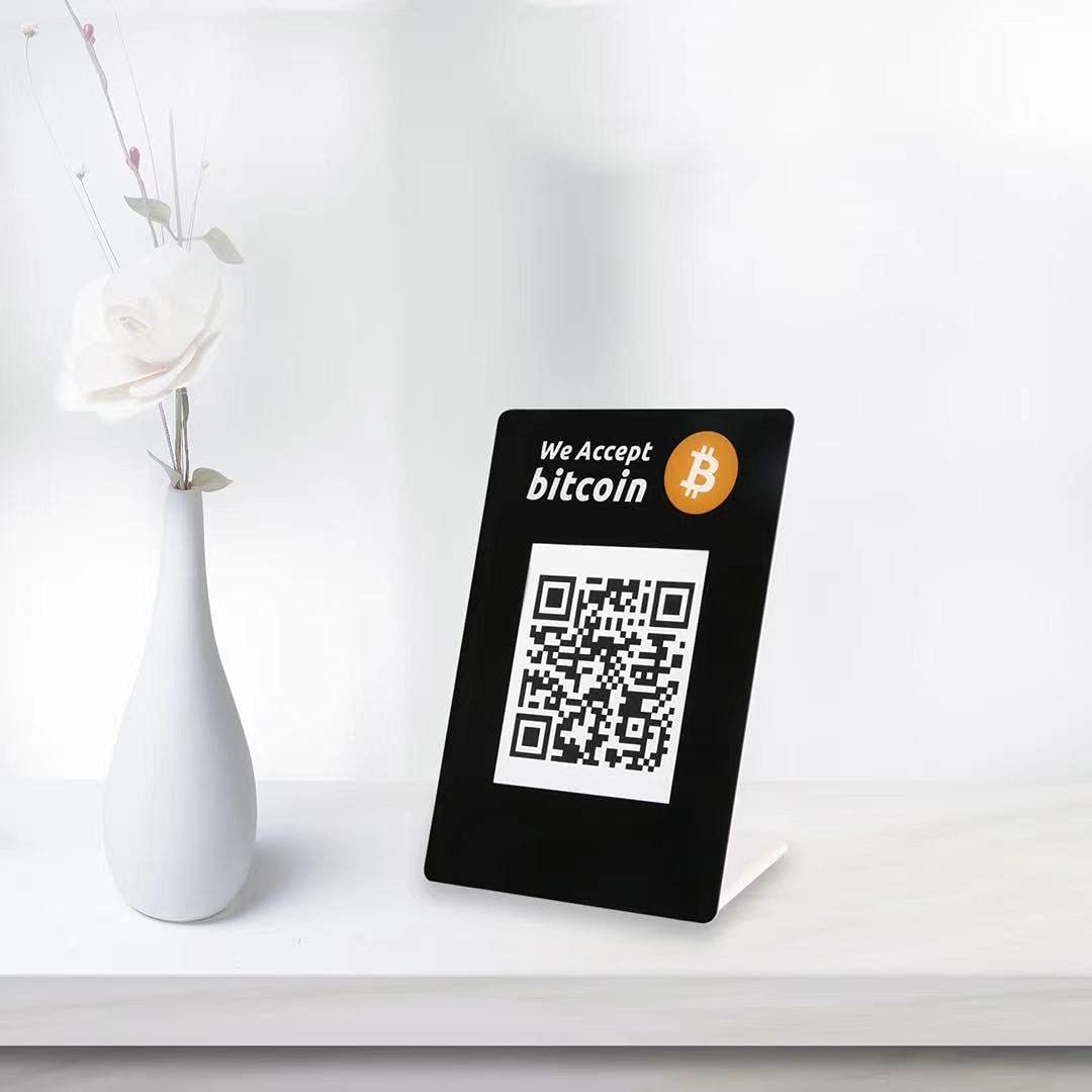 X spirit We Accept Bitcoin Sign Sticker Label Display Stand For Wallet QR  Code (1-Pack) : Amazon.ae: Industrial & Scientific