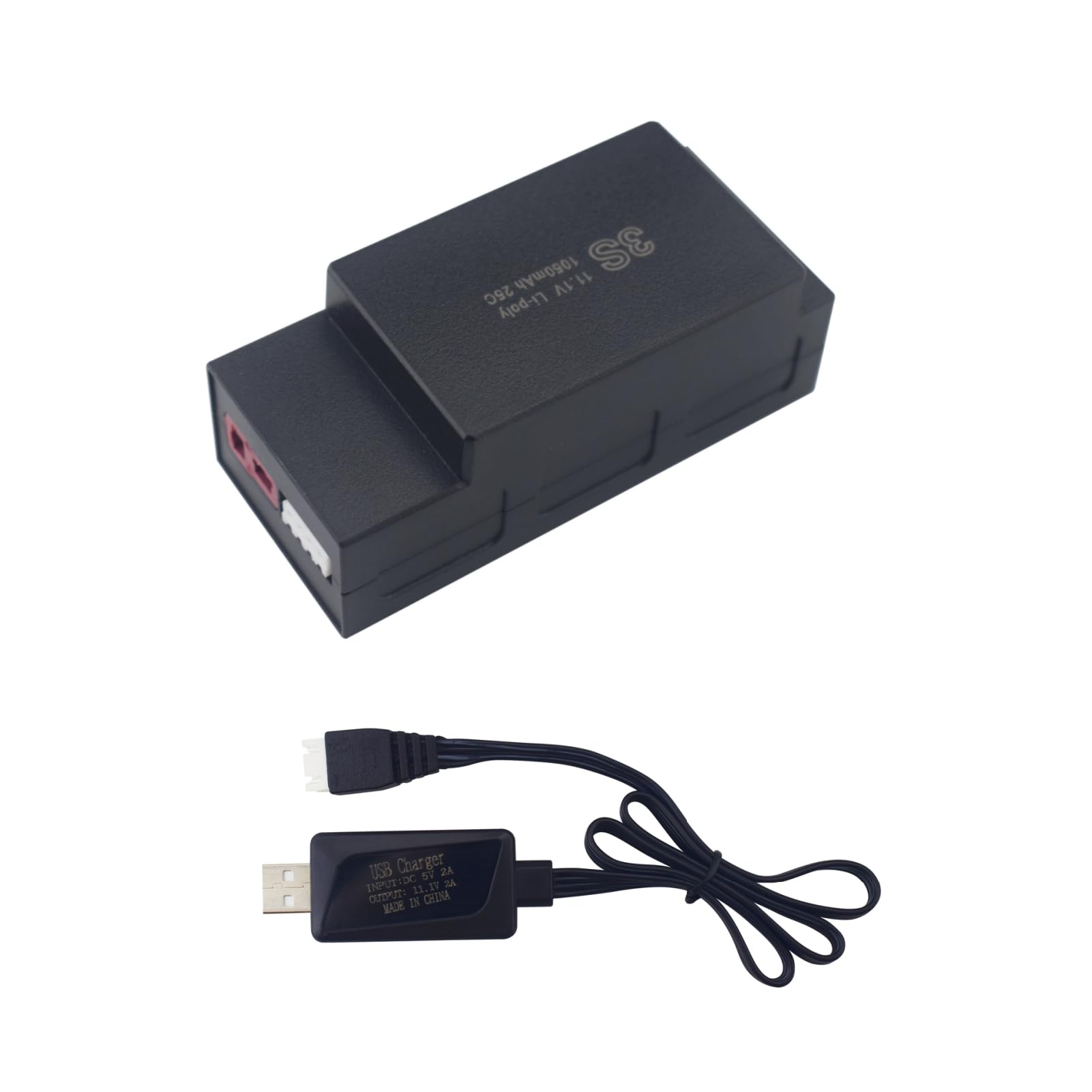 Batteria 11.1V 1050mAh 25C 3S LiPo Con T-Plug E Cavo USB, Compatibile Con Auto RC MJX H16, H16P, H16E, 14301 E Modelli Drift, Upgrade Ricambio
