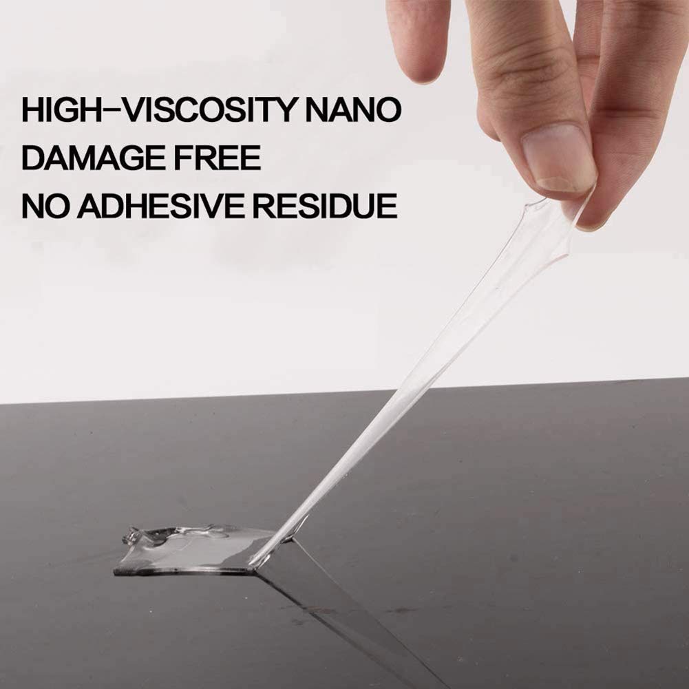 Cinta Adhesiva Nano Reutilizable/Cinta Adhesiva Transparente acrílica multipropósito de Doble Cara/Gel Fuerte extraíble sin Rastro para Colgar Cuadros, Fotos de Pared