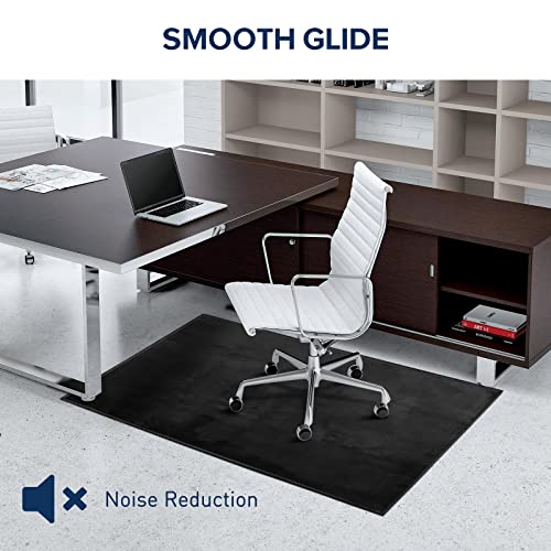 Qqpony Chair Mat For Hard Floor, 63"X51" Office Chair Mat For Hard Surface, Flannel Fabric Chair Mat For Hardwood Floors, Protector Floor Desk Rug For Home Office (Black) #TOP4