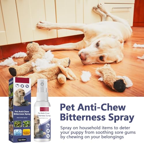 Mecctuck Anti Kau Spray Hund, Tierabwehrspray 50ml, Anti Kratz Spray Katzen, Anti Knabber Spray Hunde, Bitterspray Hund, Bitterstoffe Spray, Hält Hunde Wirksam vom Kauen ab Möbel, Kleidung und Schuhe