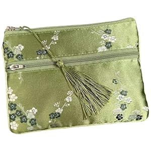 Goozhi Seiden Geldbeutel 2 Stück Quaste Grün