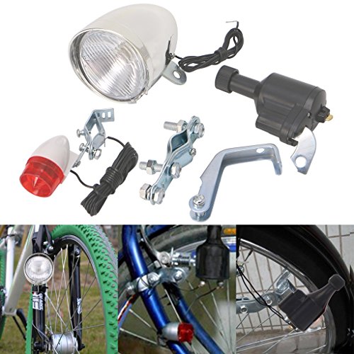 Aixia Bike light set Motorized Bike Friction Dynamo Generator Head Tail Light With