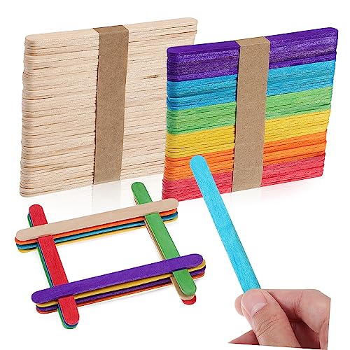 OSALADI 100Pcs Colored Craft Sticks Natural Vibrant DIY Sticks for Easy to and Paint for Home Projects and Classroom Activities