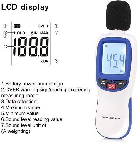 strumento di prova Mini fonometro digitale, livello di rumore digitale 30 ~ 130 Db, strumento di misurazione del conteggio portatile ad alta precisione Apparecchiatura di misurazione del rumore