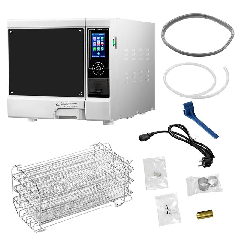 Dampf-Autoklav-Dampfsterilisator, vollautomatische Vakuum-Trocknungszeit, einstellbarer LED-Farbbildschirm, Klasse B, Autoklav-Sterilisator mit integriertem Drucker (17 l)