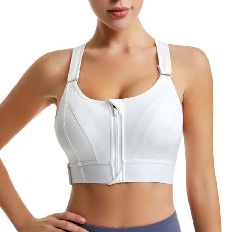 Women's Sports Bra Front Zipper Cross Back Shockproof Running Yoga Gym Workout Bra-image-16