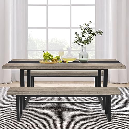 image for STHOUYN 59” Dining Bench Pair of 2 for 6-8 Person, Farmhouse Indoor 