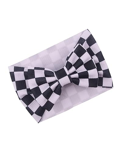 Miniatura 9 de Diadema de turbante a cuadros para bebé lazo a cuadros para el cabello lazo a cuadros para bebés y niñas BTB01 D2-negro rojo