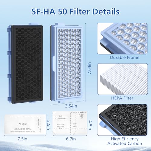 Image of 3 Pack SF-HA 50 Filters, Only Compatible with Miele Compact C1 & C2, Complete C2 & C3, S8340, S4, S5, S6, S8, S4000-S8999 and Guard L1 / M1 / S1 Vacuum Cleaners-NOT for Classic C1 or Complete C1